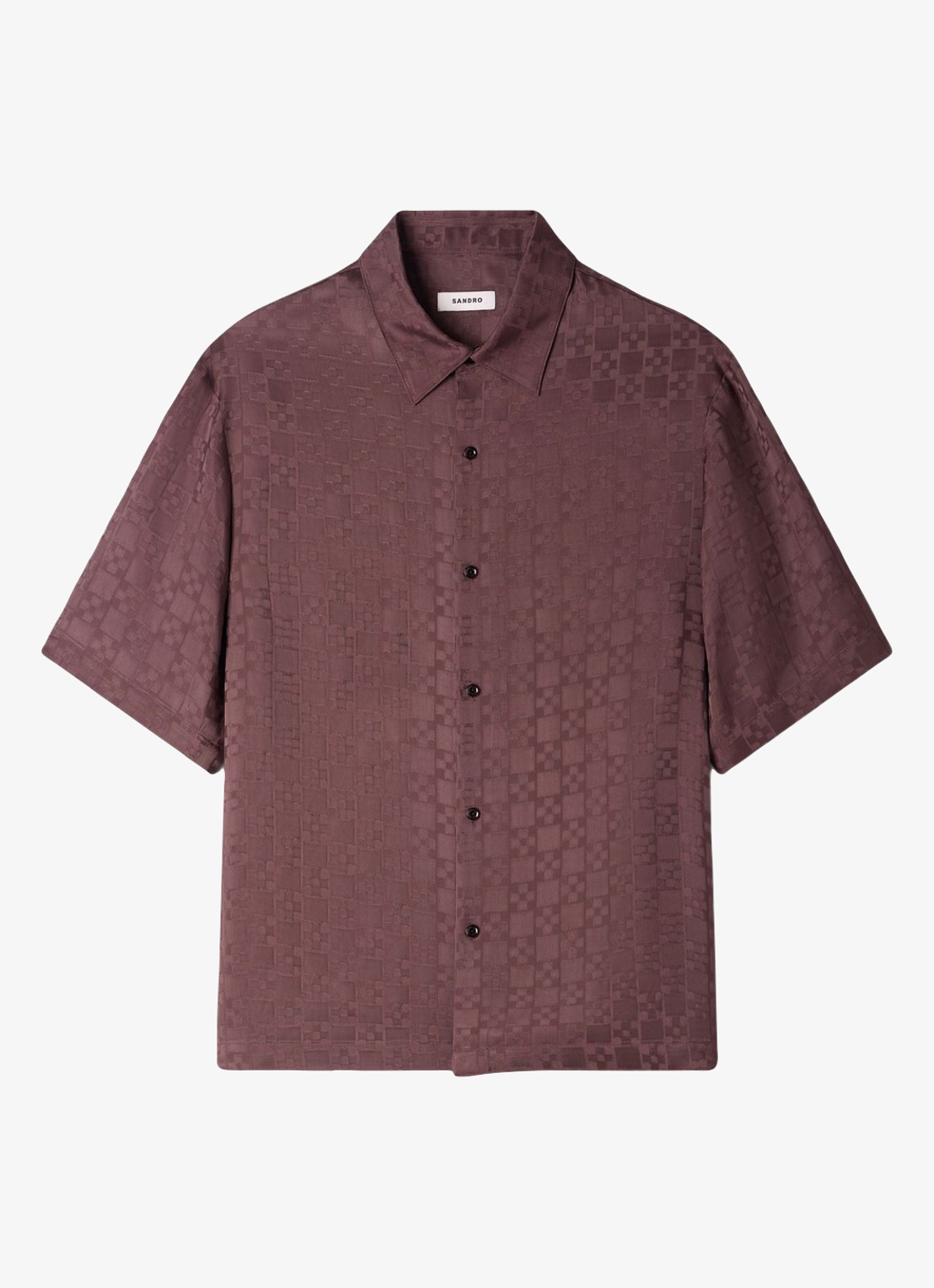 Sandro Square Cross loose-fit shirt - voorkant 10 chocolate / bruin
