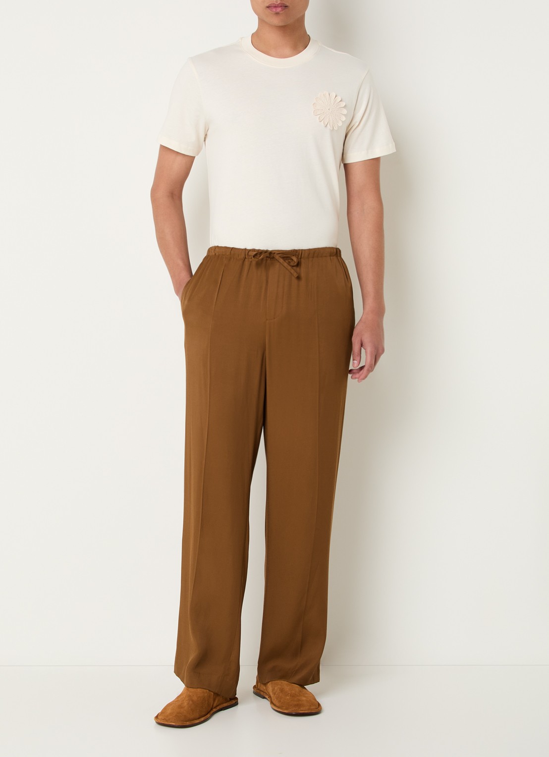 Sandro Straight fit broek met steekzakken - voorkant 2 bruin