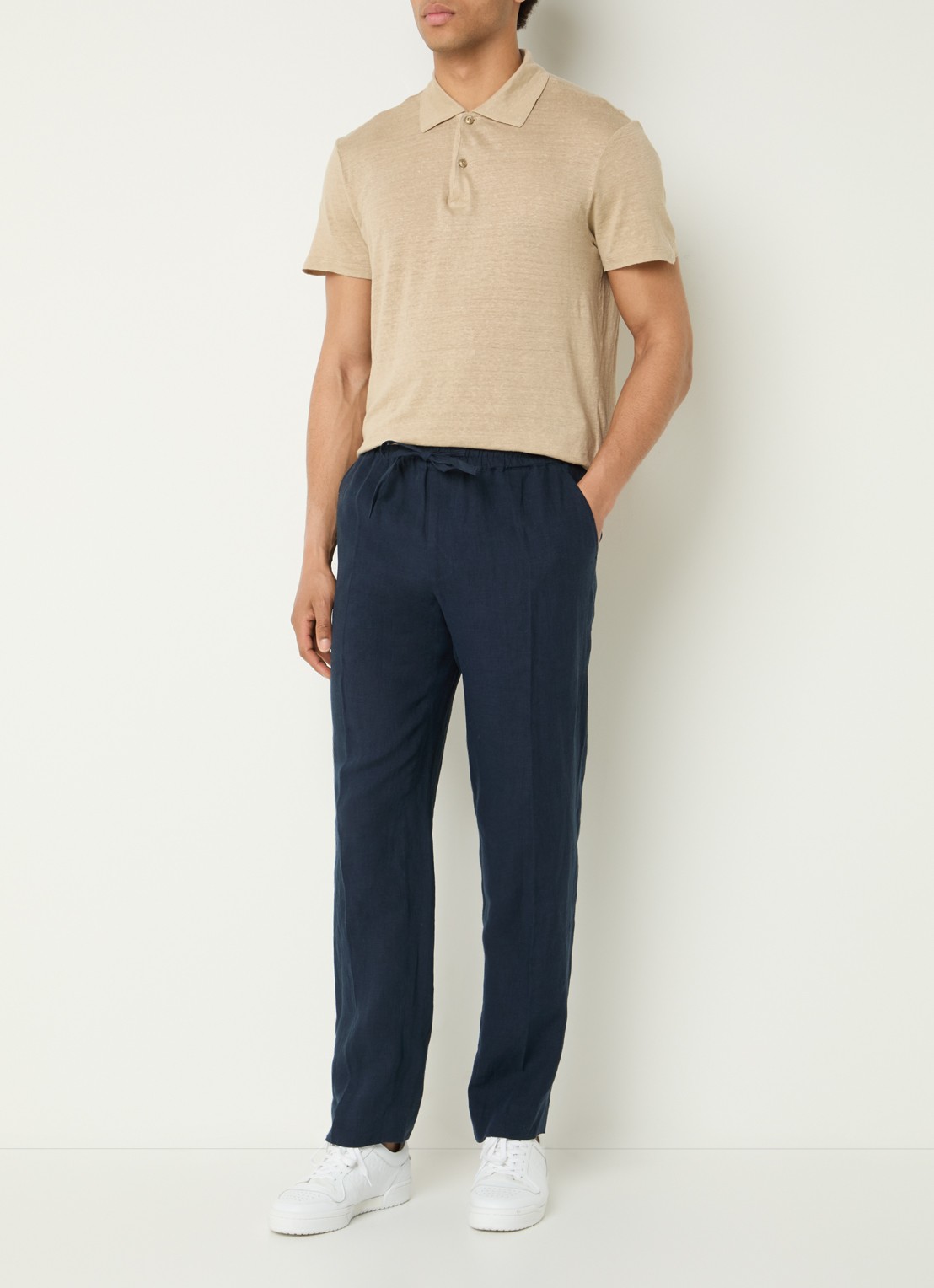 Sandro Straight fit broek met steekzakken - voorkant 4 donkerblauw
