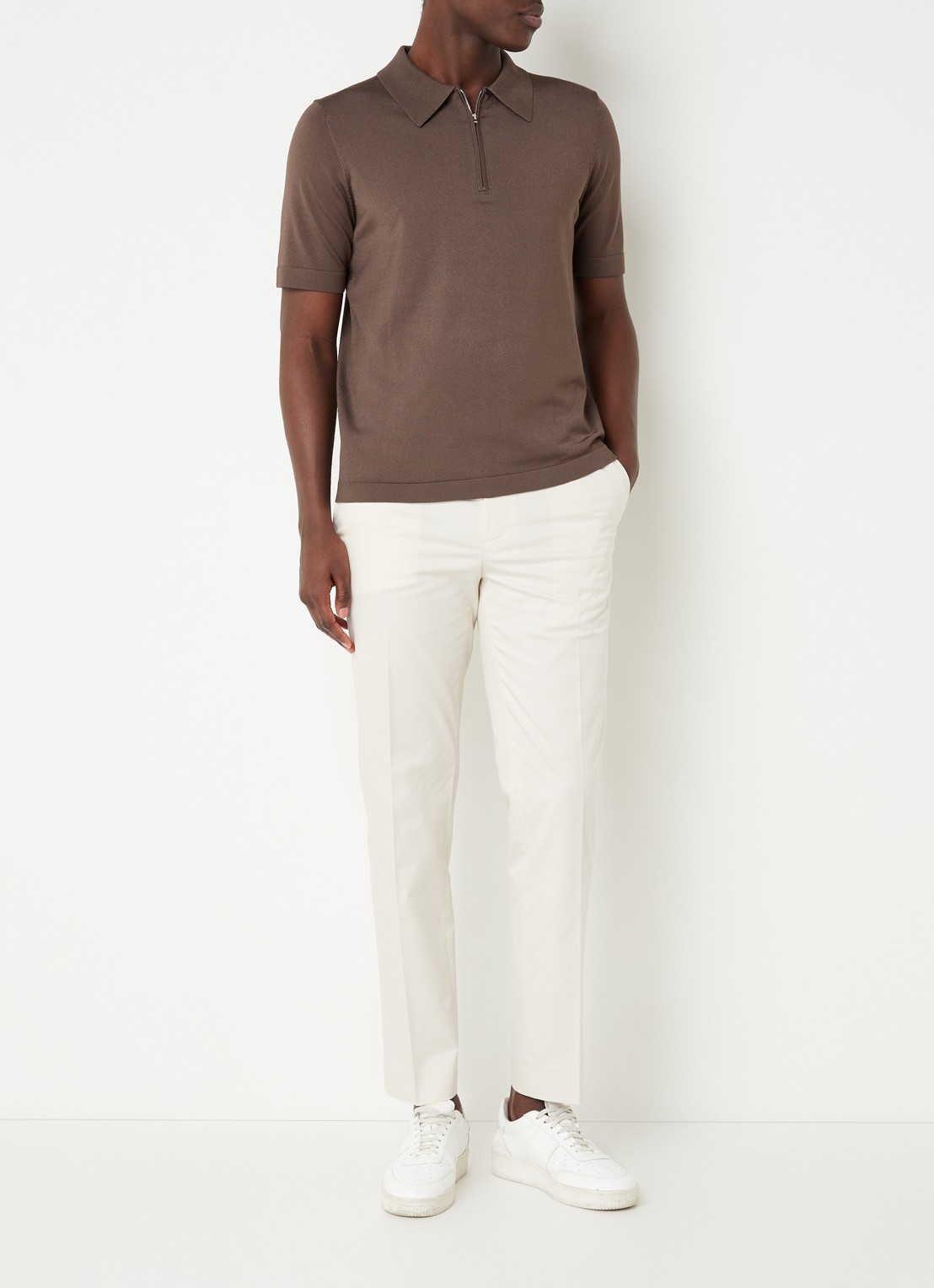 Sandro Straight fit chino  met steekzakken - voorkant 4 creme