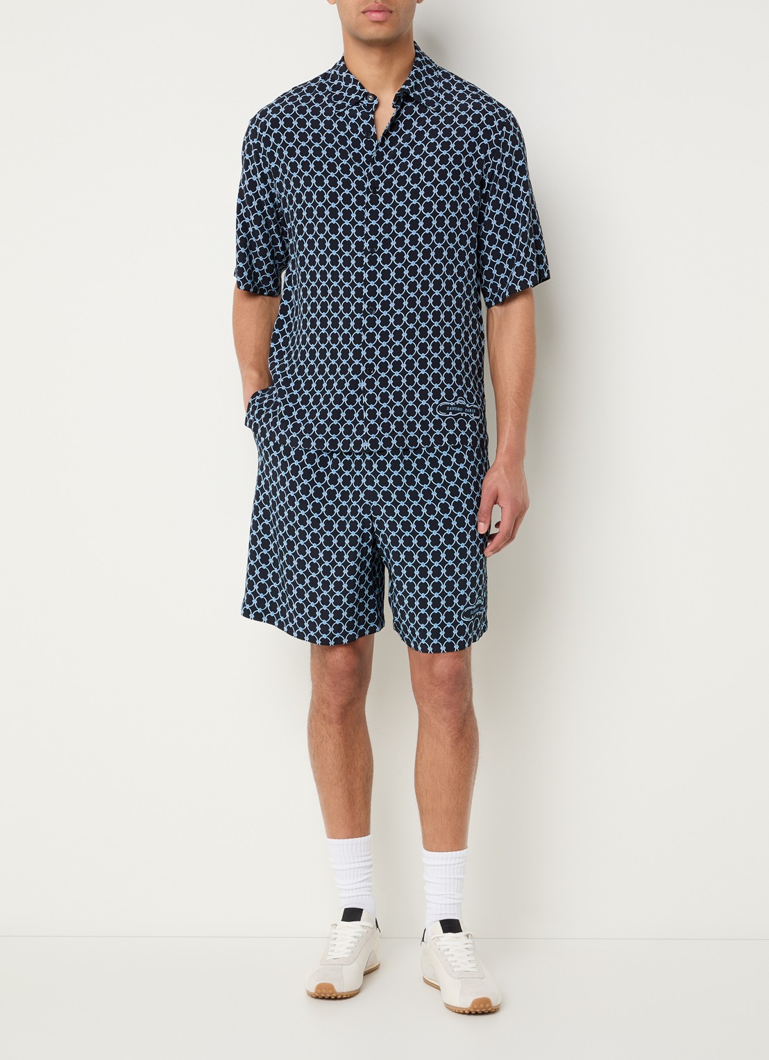 Sandro Straight fit korte broek met steekzakken - voorkant 3 donkerblauw