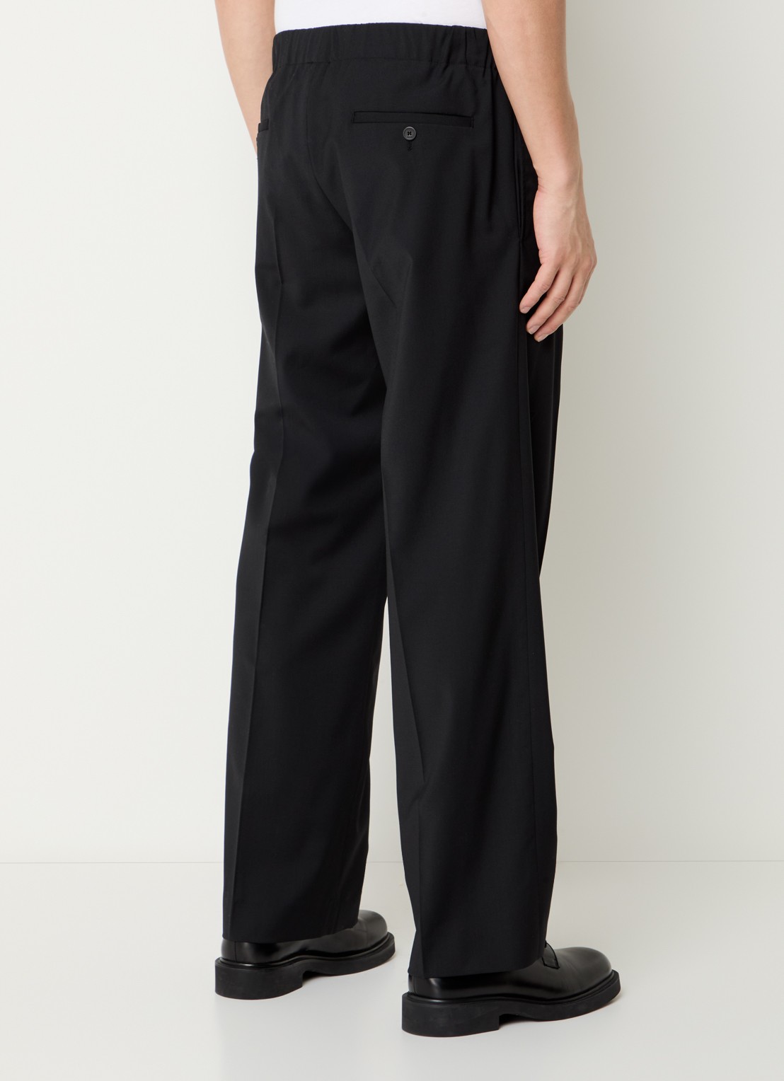 Sandro Straight fit pantalon in wolblend met steekzakken - achterkant 5 zwart