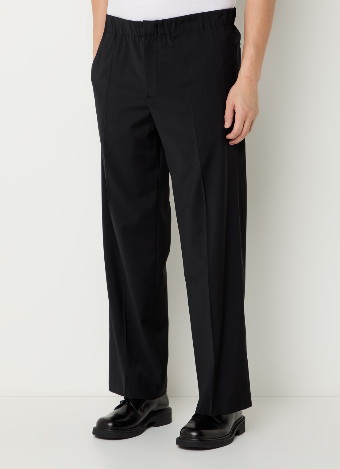 Sandro Straight fit pantalon in wolblend met steekzakken - detail zwart