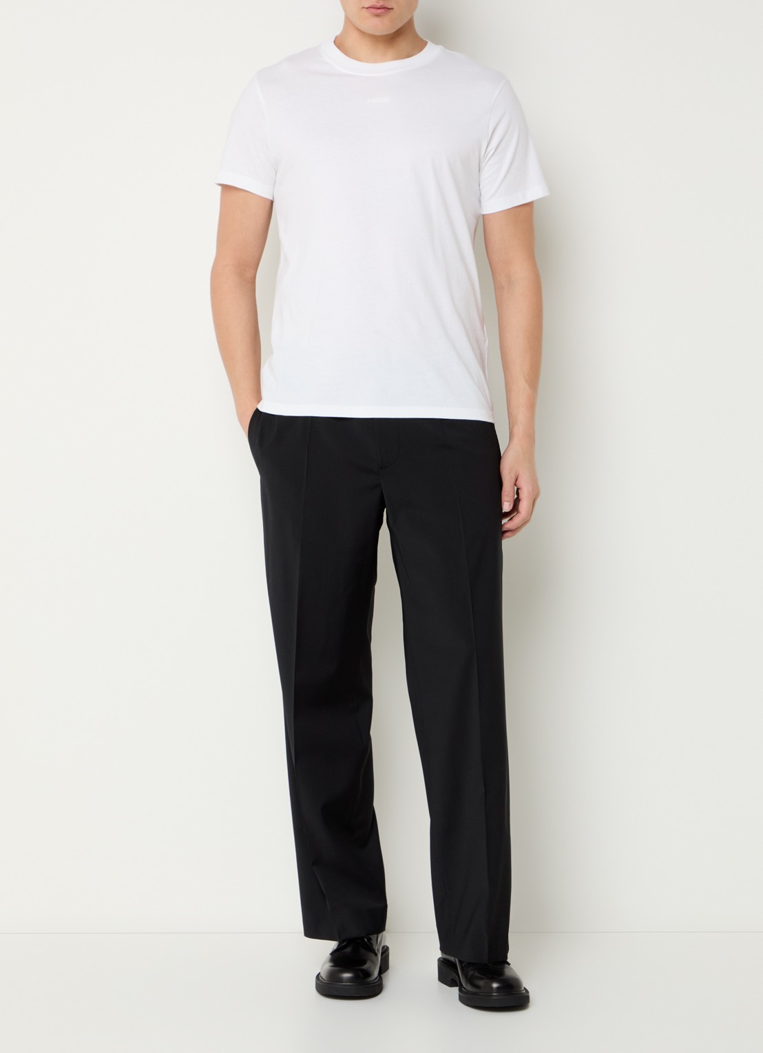 Sandro Straight fit pantalon in wolblend met steekzakken - voorkant 4 zwart