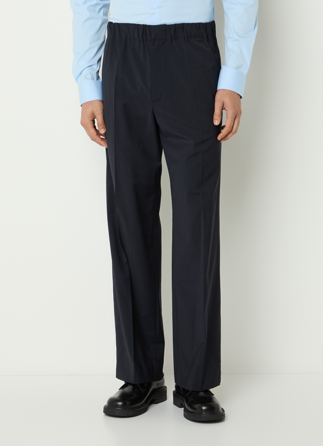 Sandro Straight fit pantalon in wolblend met steekzakken - detail 2 donkerblauw