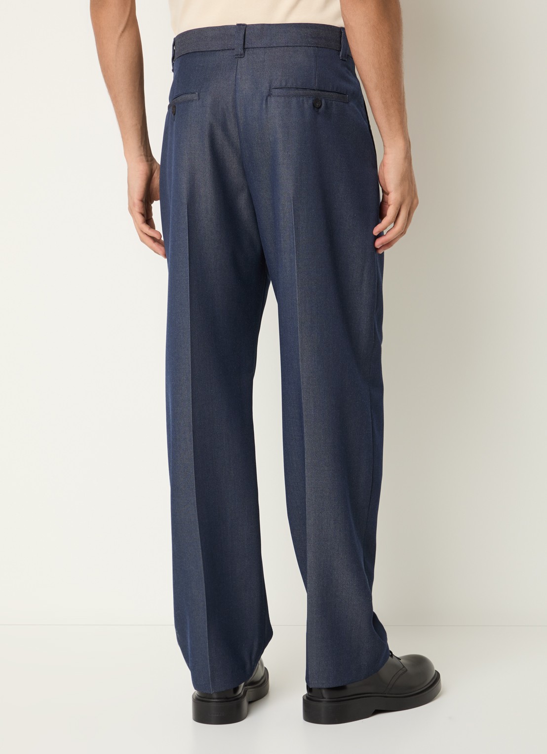Sandro Straight fit pantalon in wolblend met steekzakken - achterkant indigo