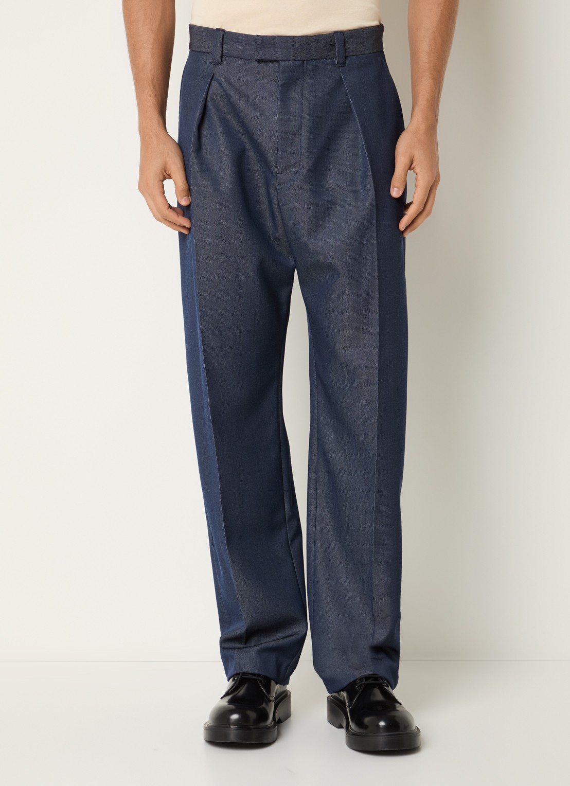 Sandro Straight fit pantalon in wolblend met steekzakken - detail 4 indigo