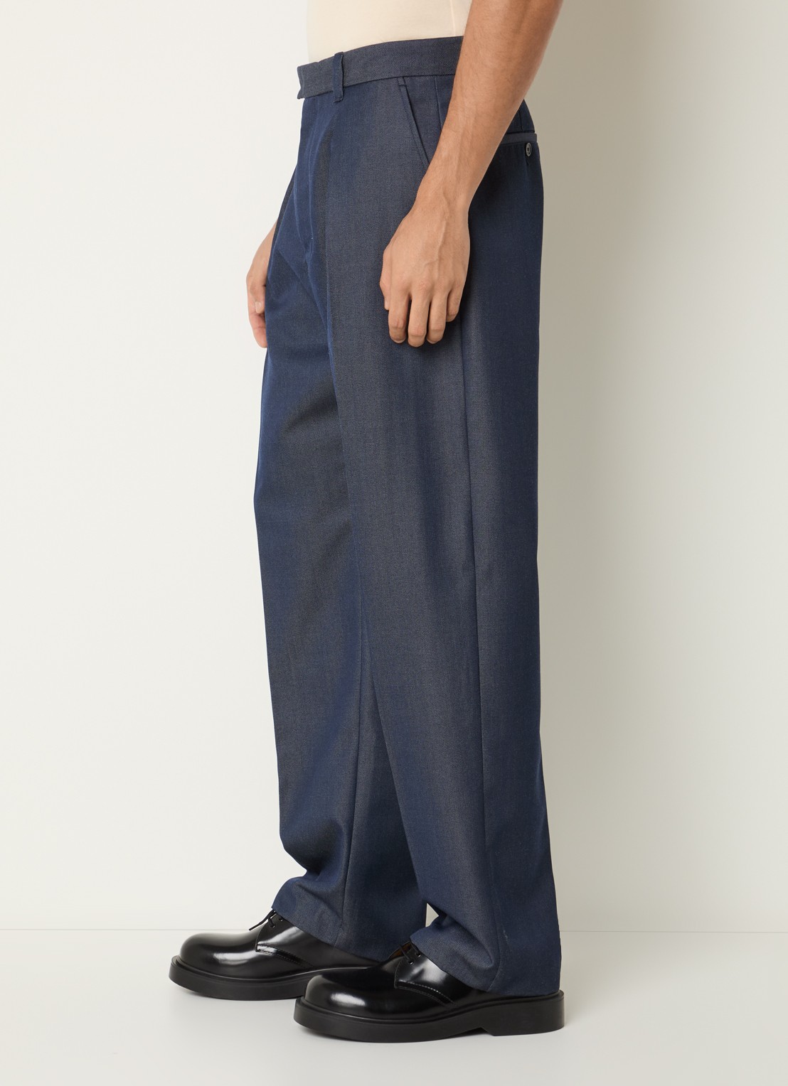 Sandro Straight fit pantalon in wolblend met steekzakken - detail 5 indigo