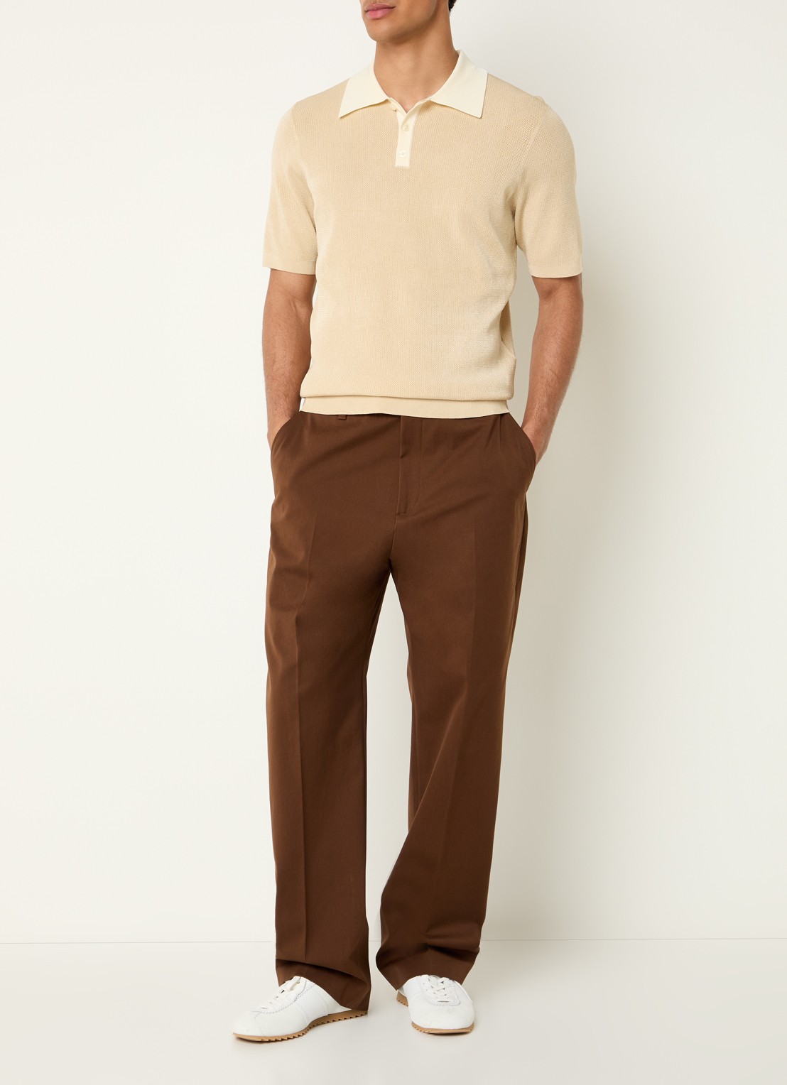 Sandro Straight fit pantalon met steekzakken - voorkant 4 bruin