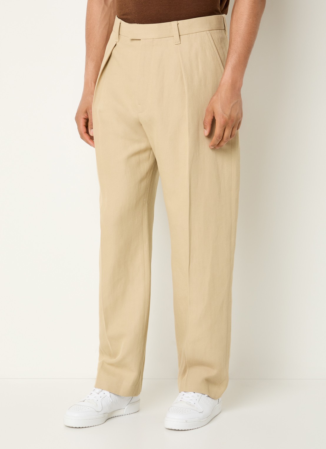 Sandro Straight fit pantalon met steekzakken - detail 4 creme