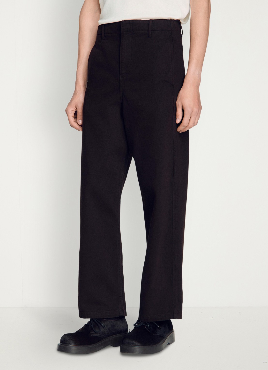 Sandro Straight fit pantalon met steekzakken - detail 2 chocoladebruin