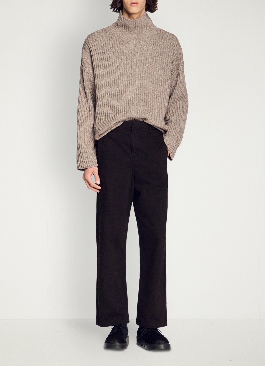 Sandro Straight fit pantalon met steekzakken - detail 3 chocoladebruin