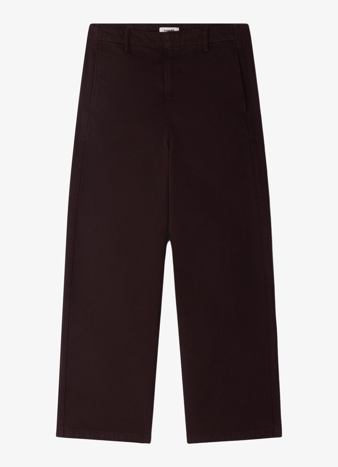Sandro Straight fit pantalon met steekzakken - voorkant 5 chocoladebruin