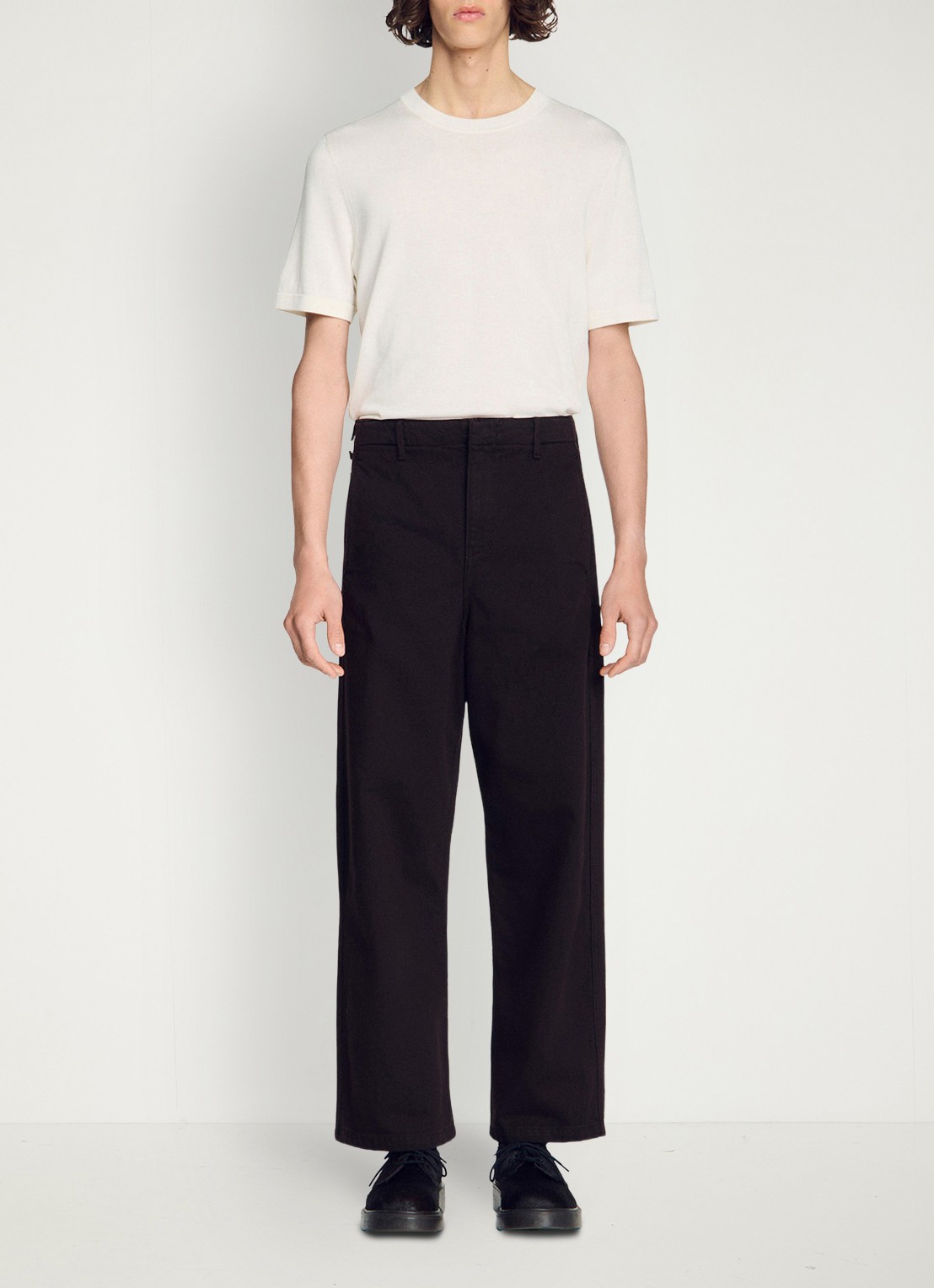 Sandro Straight fit pantalon met steekzakken - voorkant 6 chocoladebruin