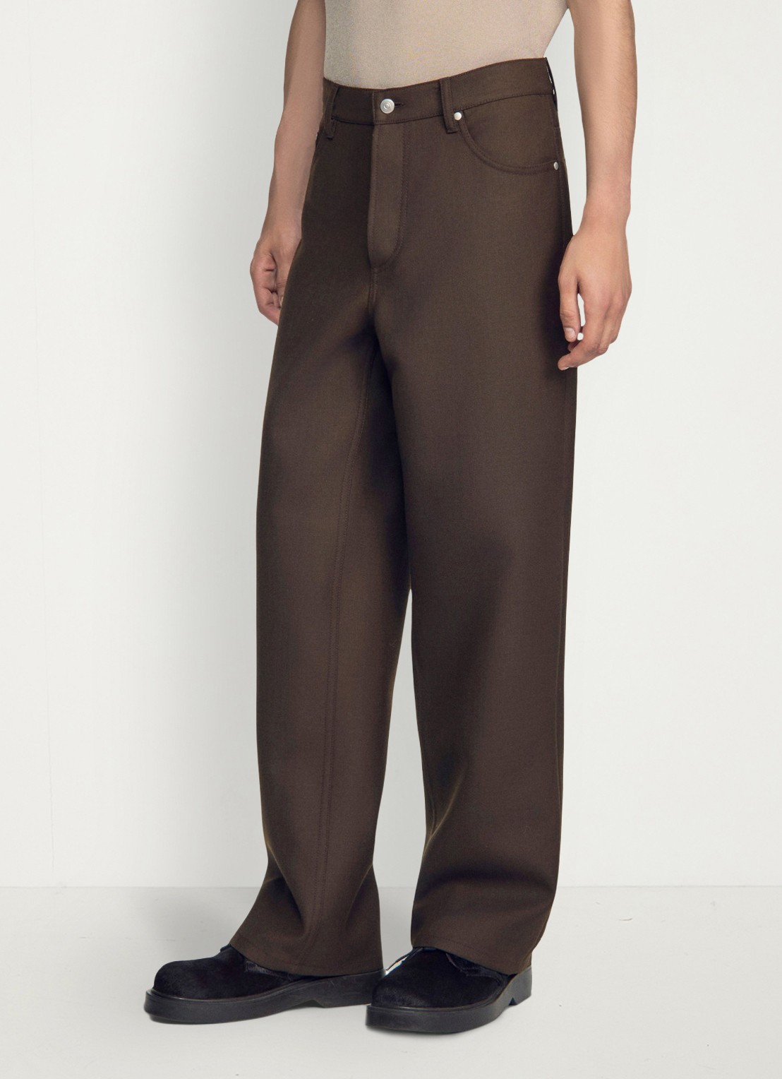 Sandro Straight fit pantalon met steekzakken - detail 3 taupe