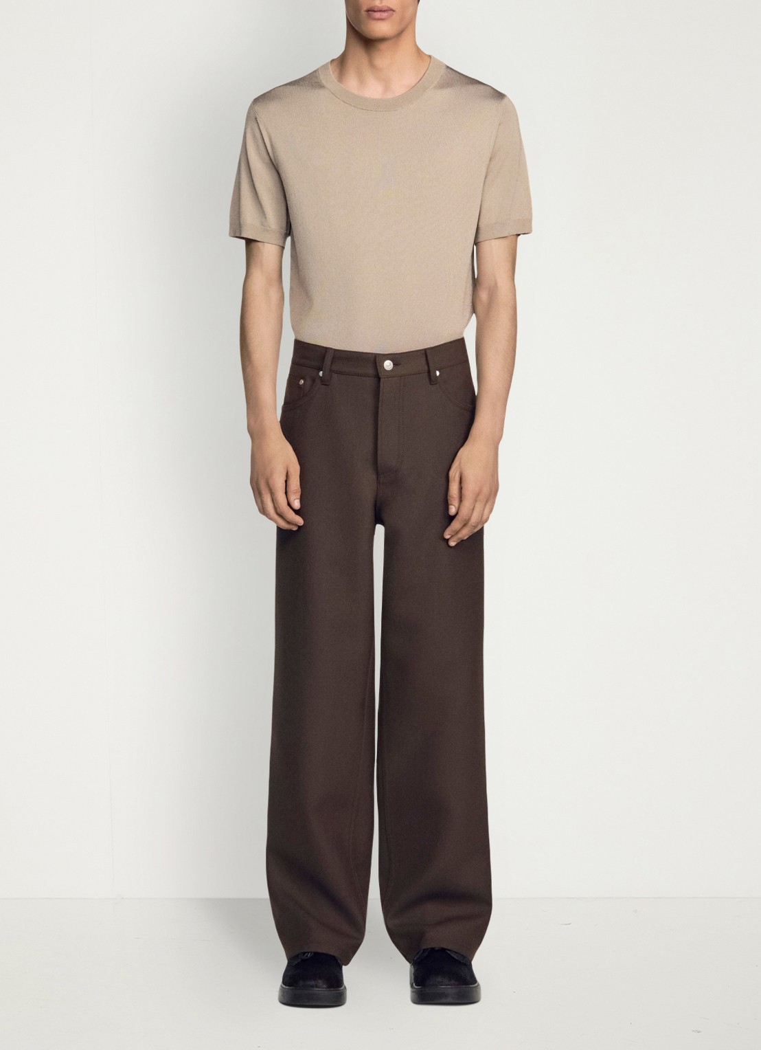 Sandro Straight fit pantalon met steekzakken - voorkant 2 taupe