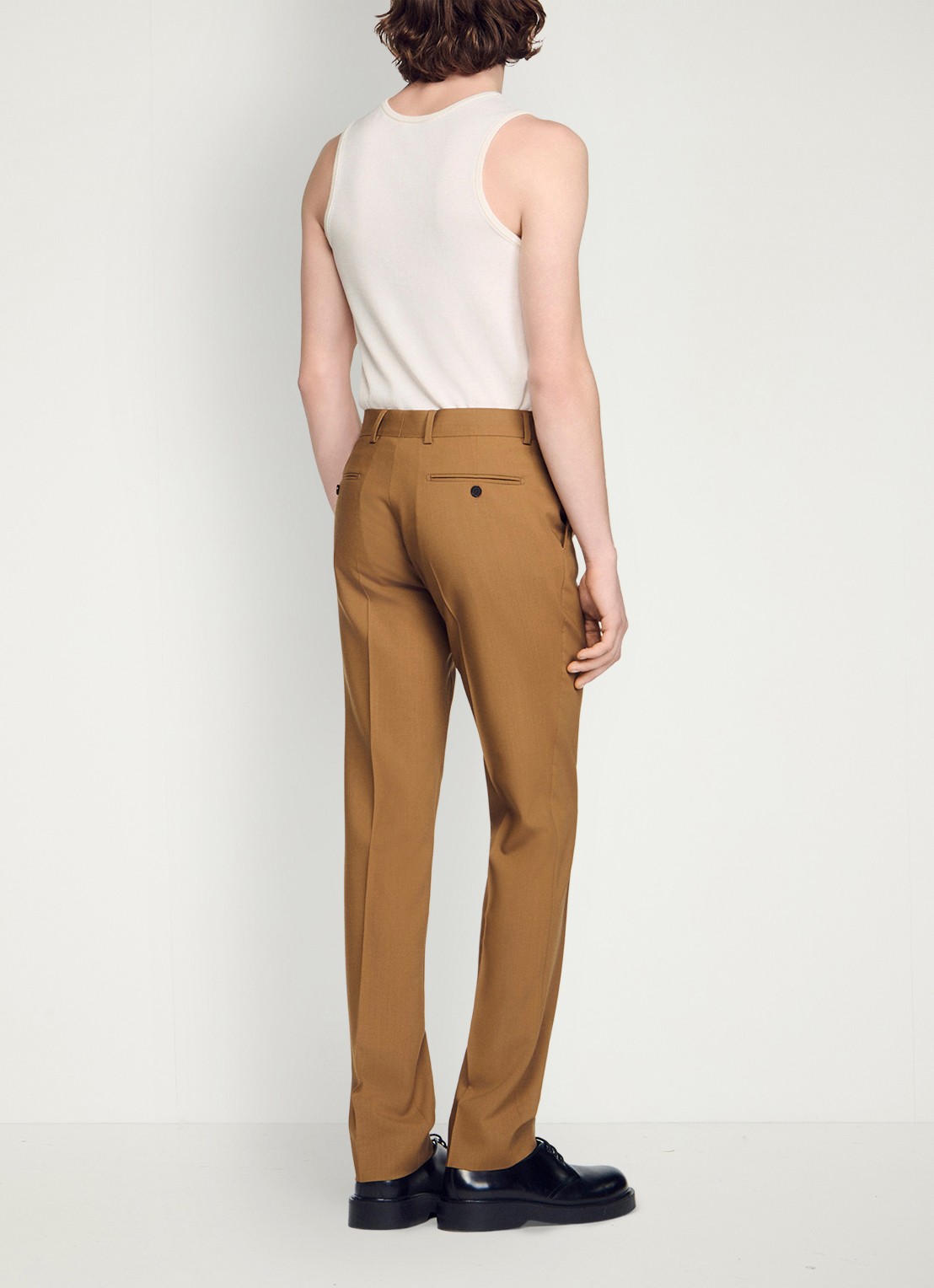 Sandro Straight fit pantalon met steekzakken - achterkant 3 camel