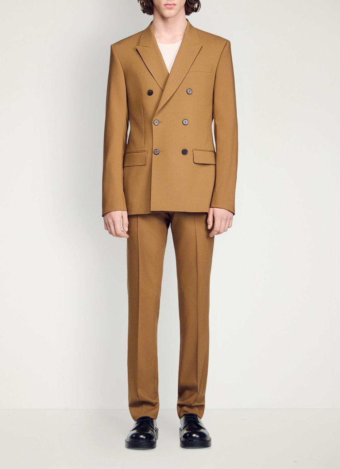 Sandro Straight fit pantalon met steekzakken - detail 5 camel