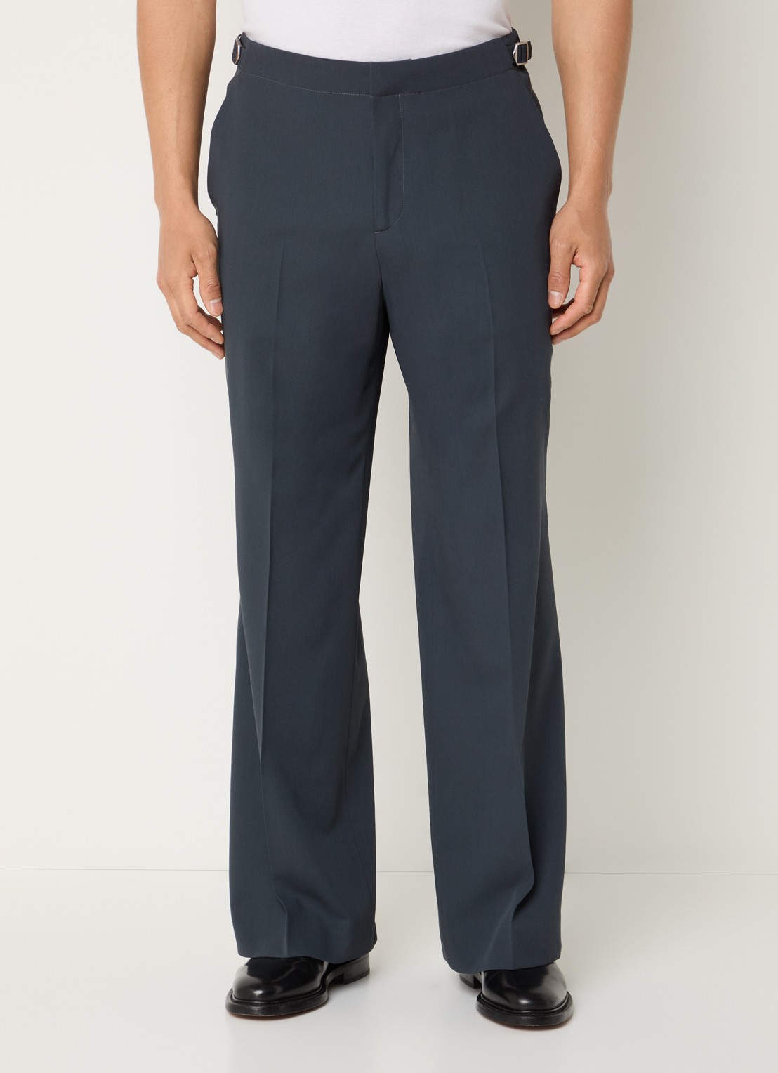 Sandro Straight fit pantalon van scheerwol met steekzakken - detail antraciet