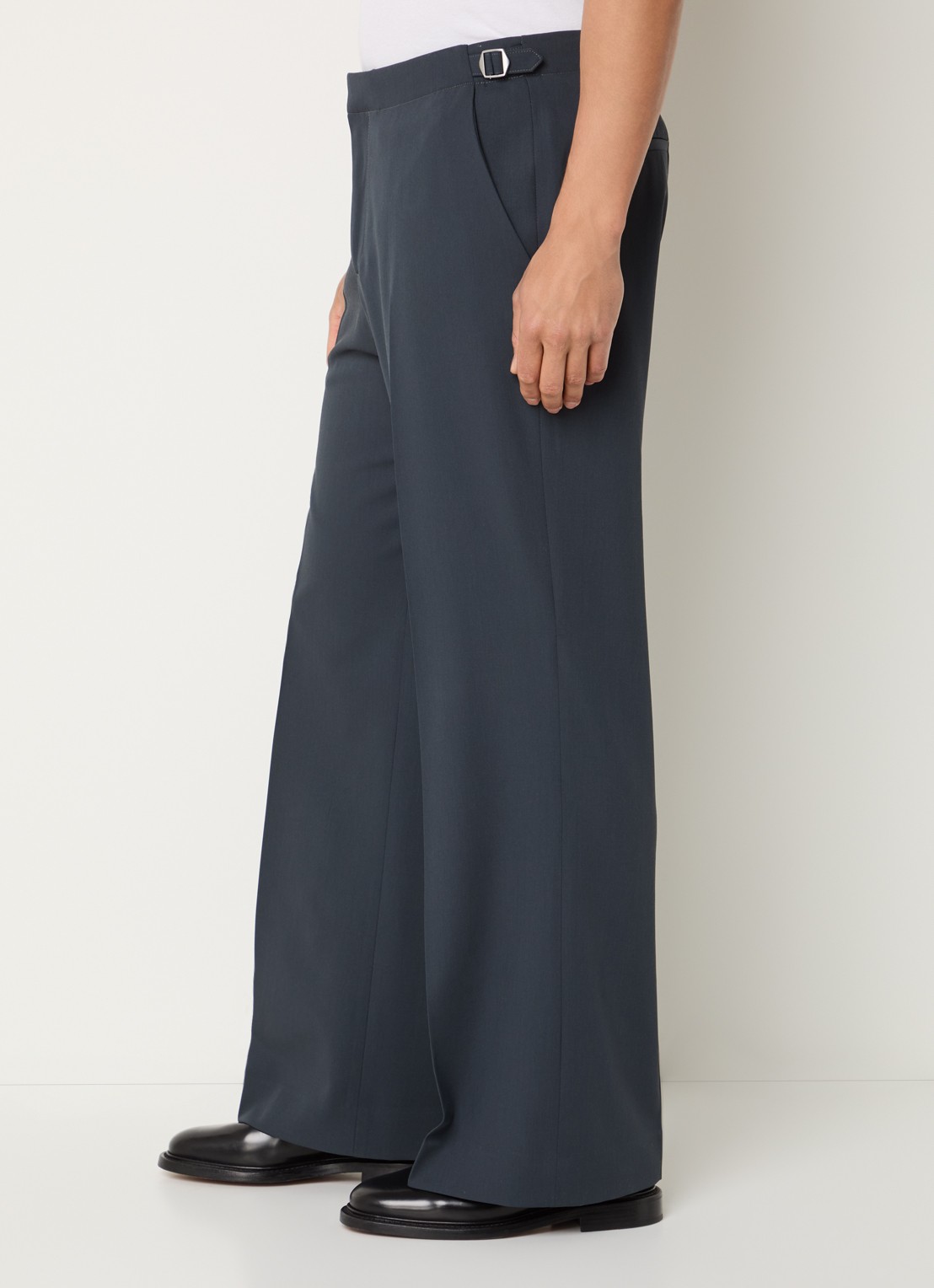 Sandro Straight fit pantalon van scheerwol met steekzakken - detail 2 antraciet