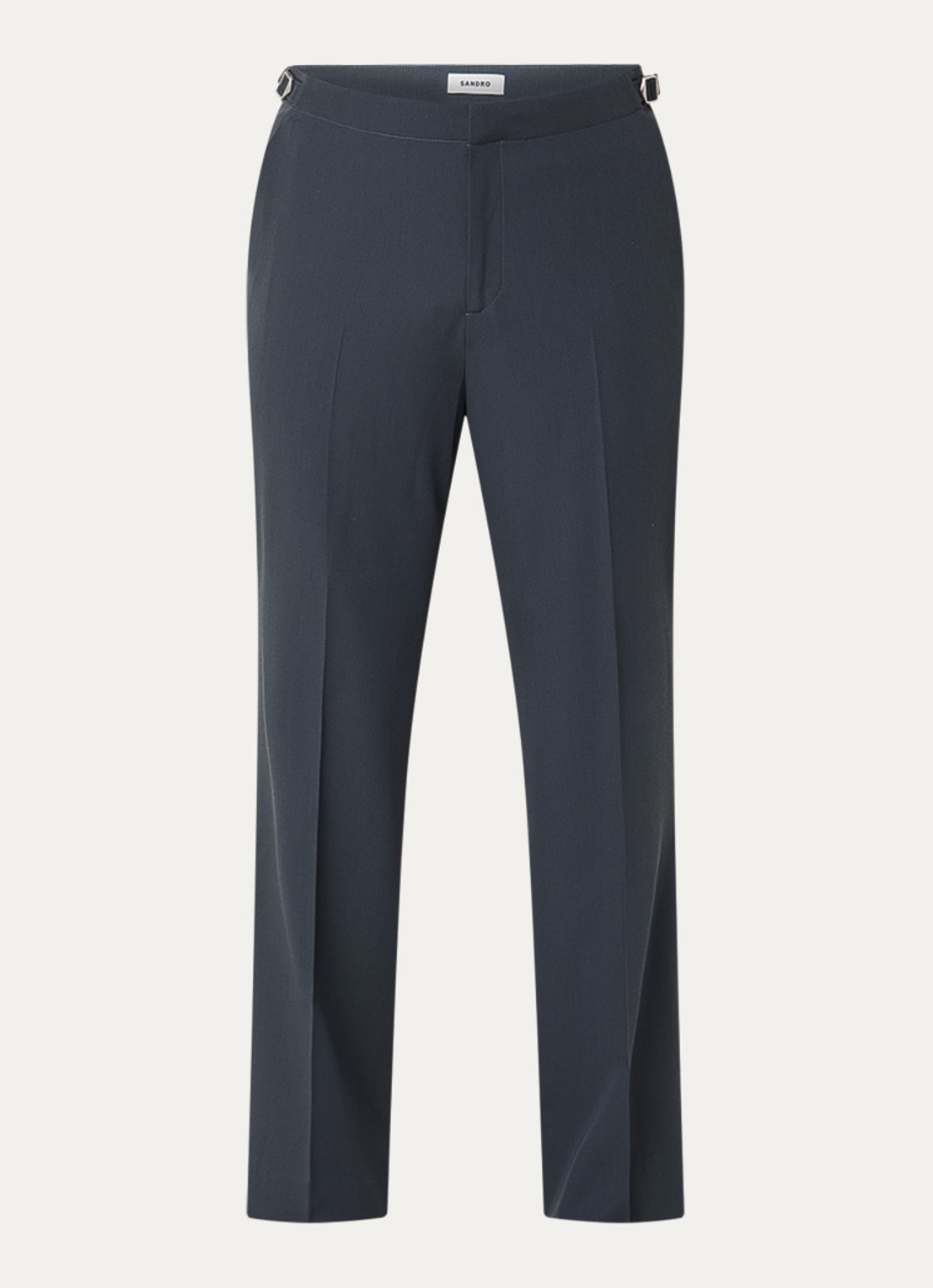 Sandro Straight fit pantalon van scheerwol met steekzakken - voorkant 3 antraciet