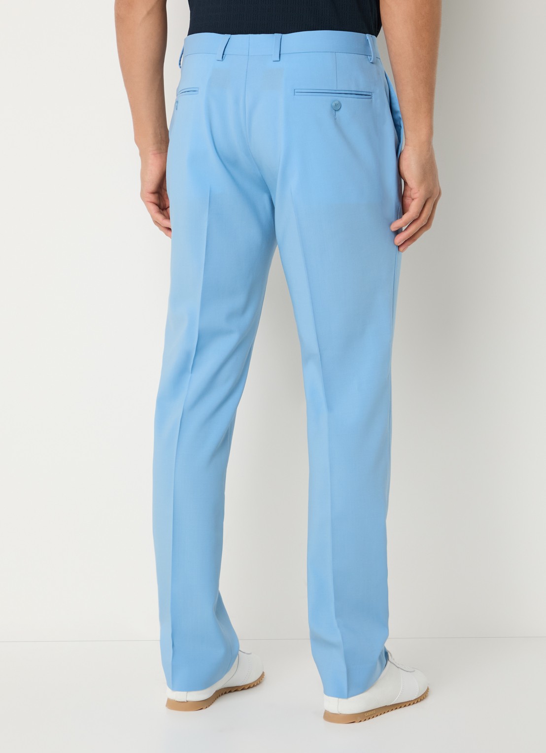 Sandro Straight fit pantalon van wol met steekzakken - achterkant 3 lichtblauw