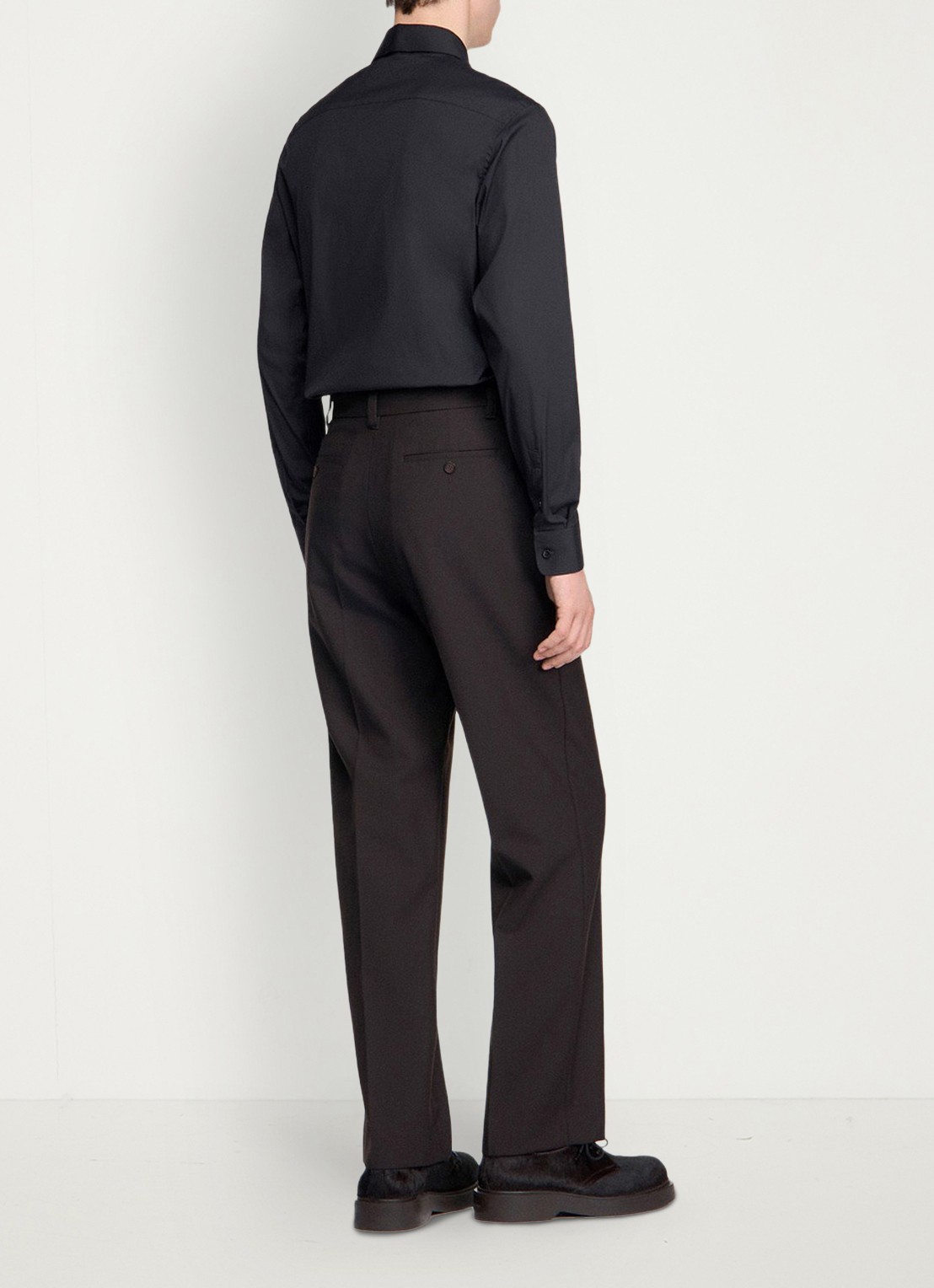 Sandro Straight fit pantalon van wol - achterkant 6 chocoladebruin