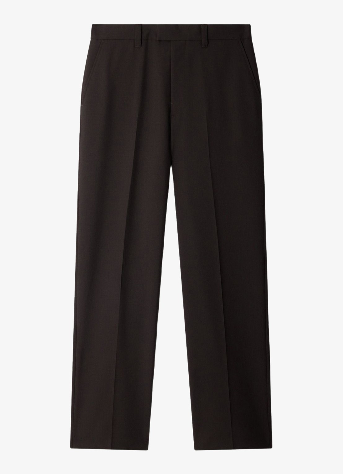 Sandro Straight fit pantalon van wol - voorkant 4 chocoladebruin