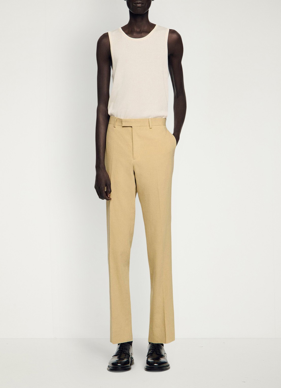 Sandro Straight fit pantalon - voorkant 6 sand / beige