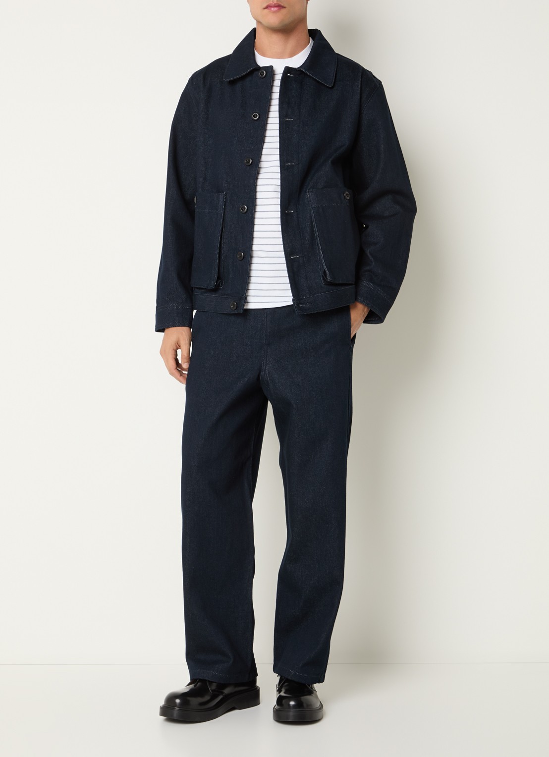Sandro Straight leg jeans met donkere wassing - voorkant 5 indigo