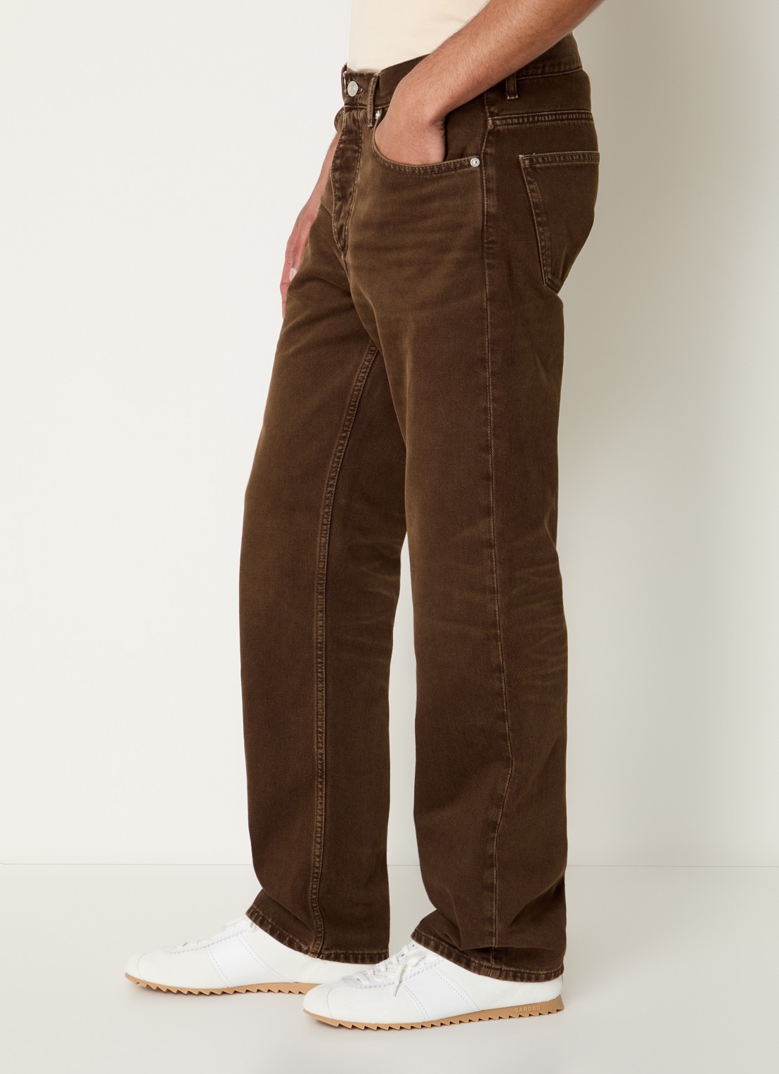 Sandro Straight leg jeans met gekleurde wassing - detail 4 bruin