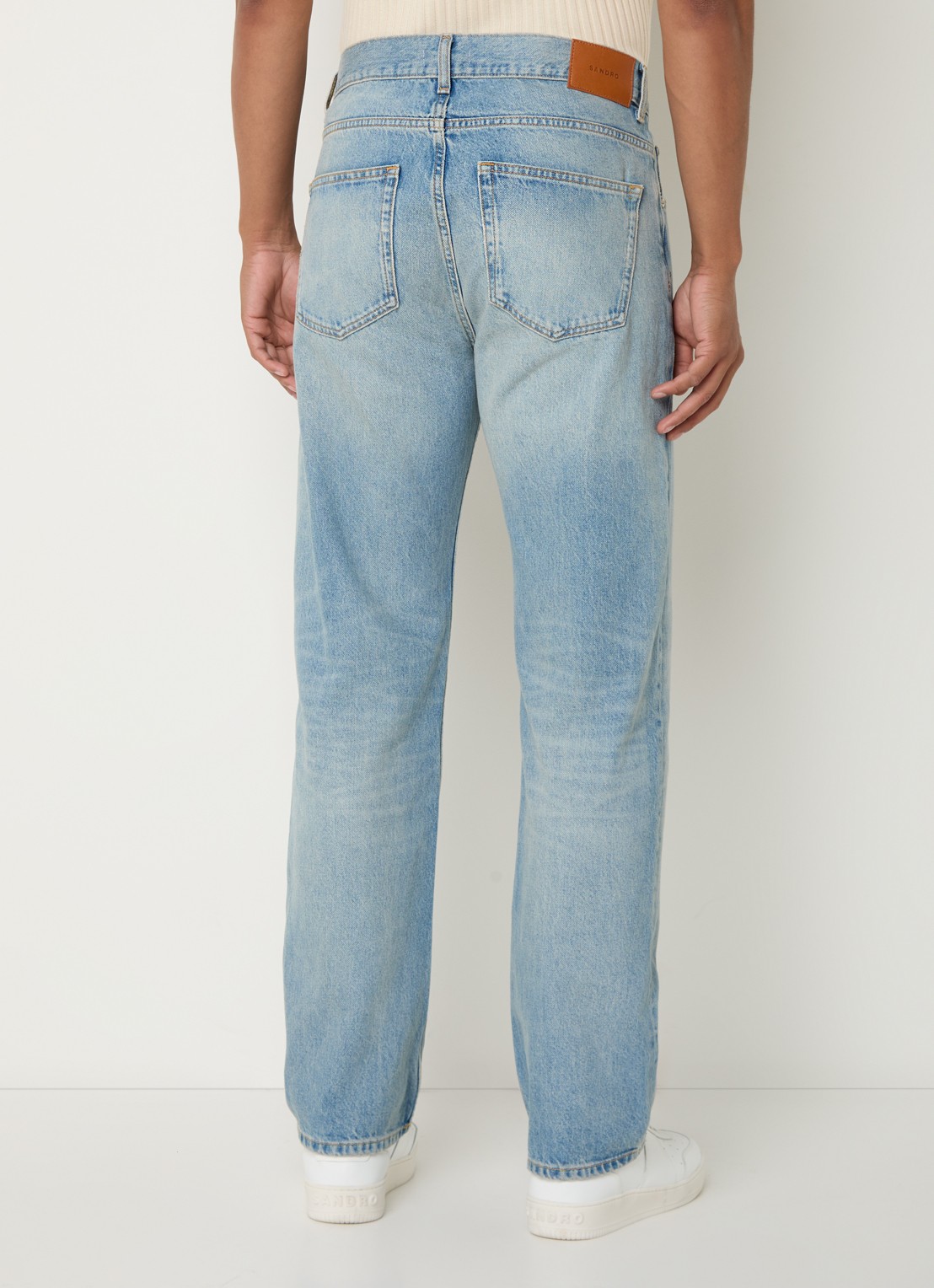 Sandro Straight leg jeans met lichte wassing - achterkant 3 indigo