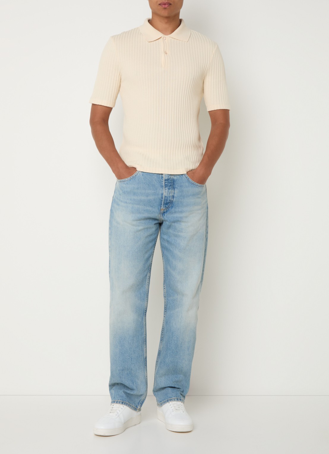 Sandro Straight leg jeans met lichte wassing - voorkant 2 indigo