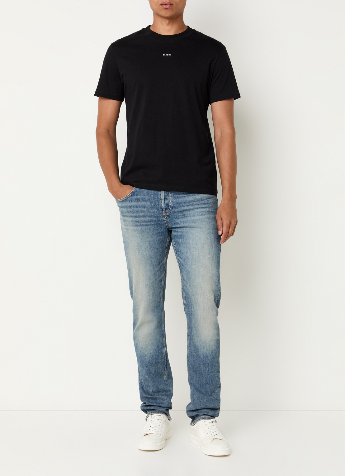 Sandro Straight leg jeans met medium wassing met steekzakken - voorkant 2 indigo