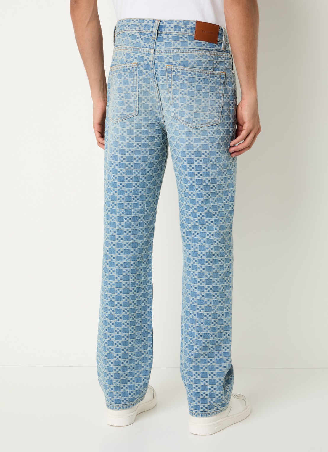 Sandro Straight leg jeans met steekzakken en print - achterkant indigo