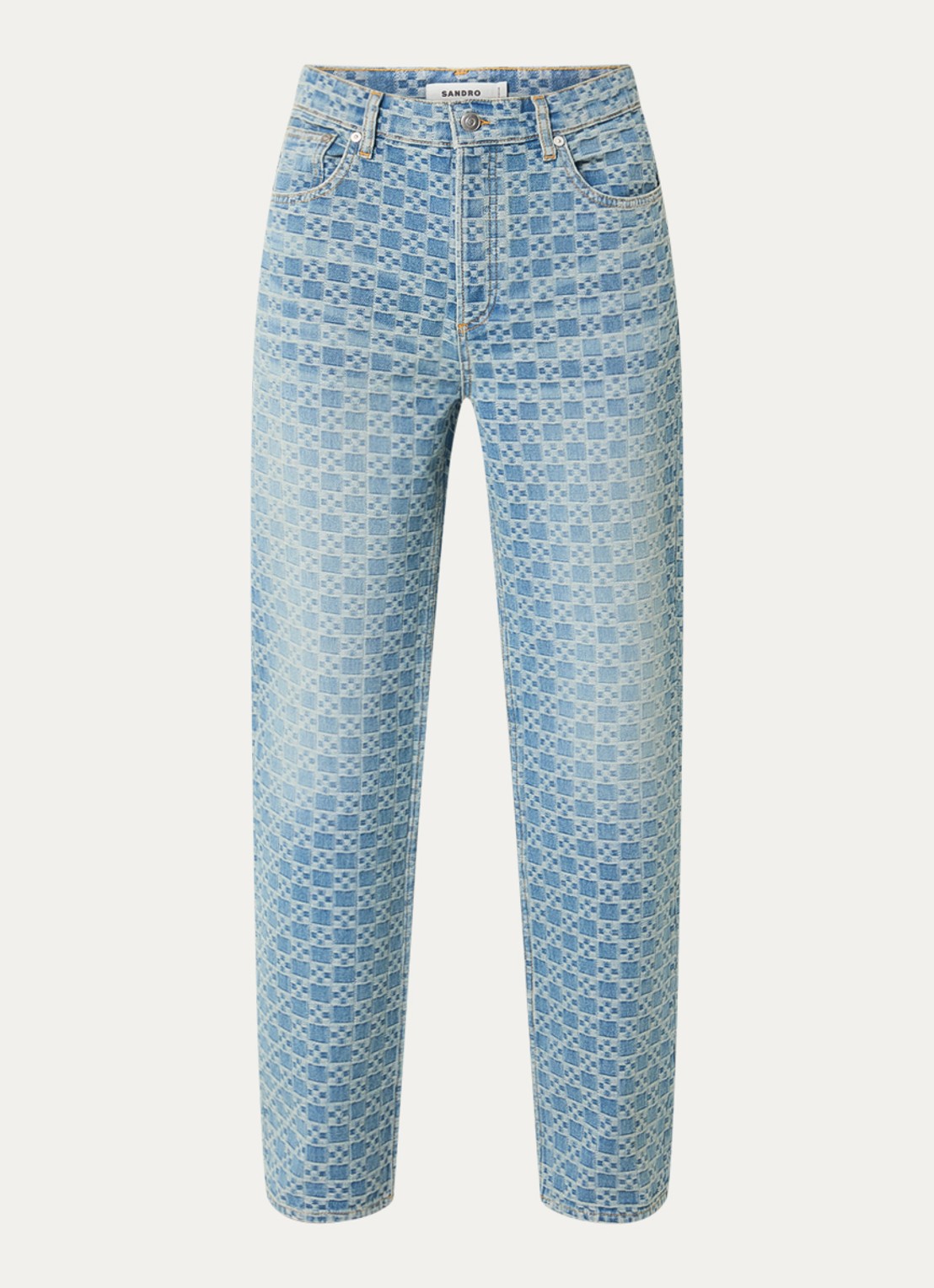 Sandro Straight leg jeans met steekzakken en print - voorkant 2 indigo