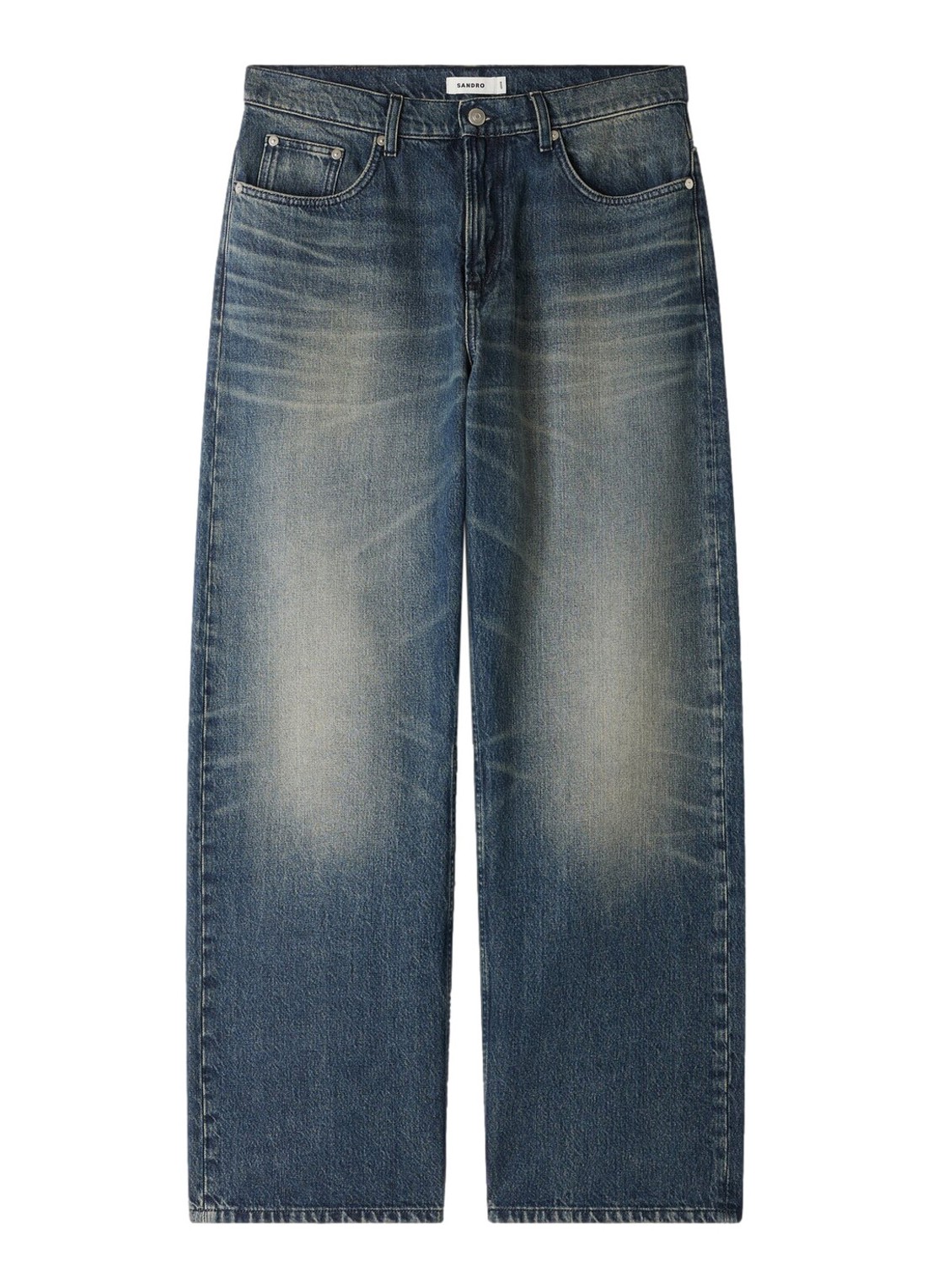 Sandro Straight leg jeans met steekzakken - voorkant donkerblauw