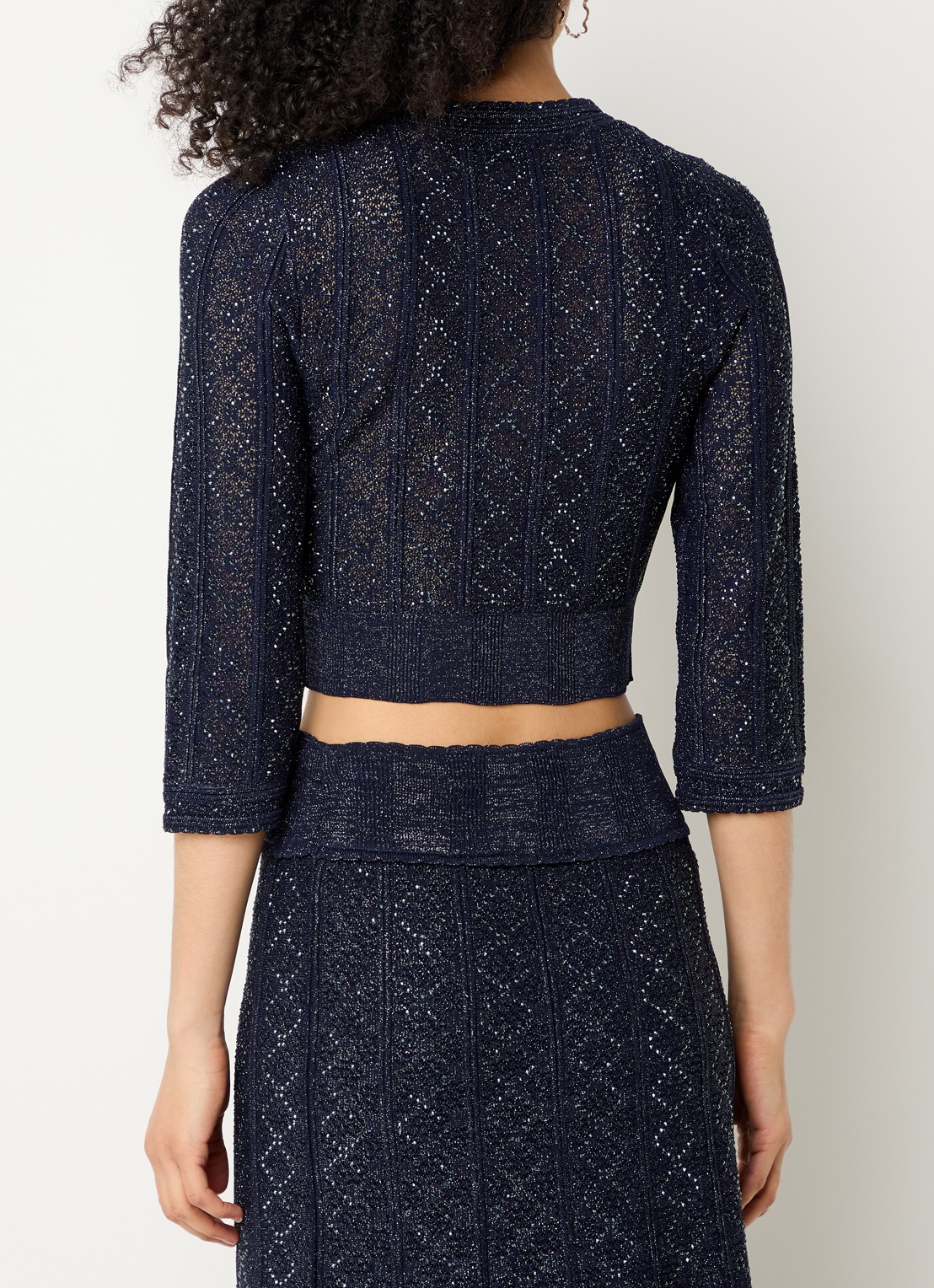Sandro Strass knit cropped cardigan - achterkant navy blue / blauw