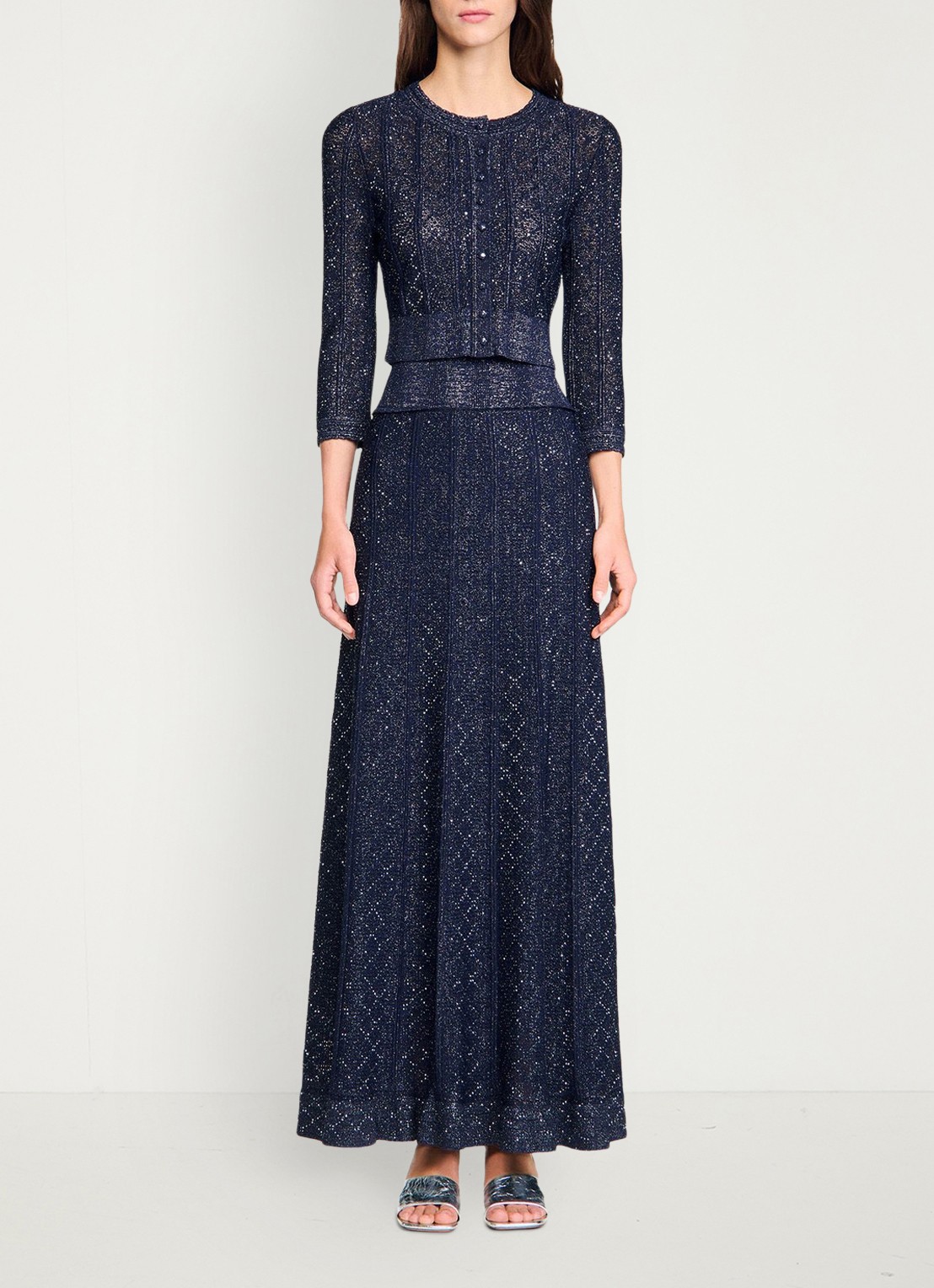Sandro Strass knit cropped cardigan - detail 7 navy blue / blauw