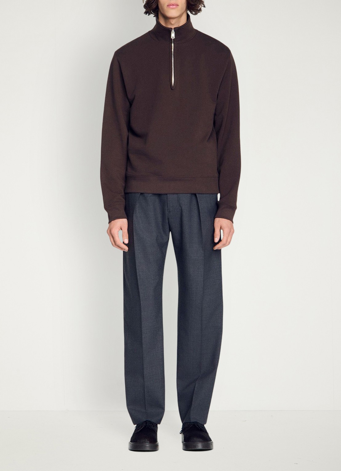 Sandro Sweater met halve rits - detail 2 bruin