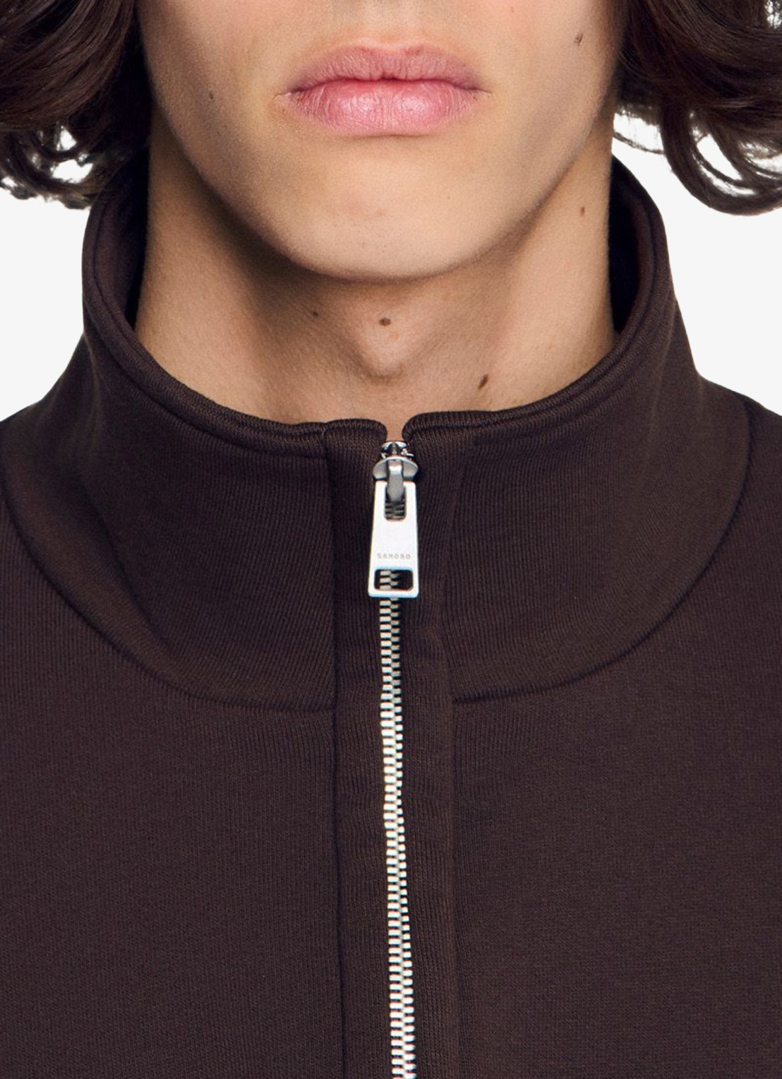 Sandro Sweater met halve rits - detail 3 bruin
