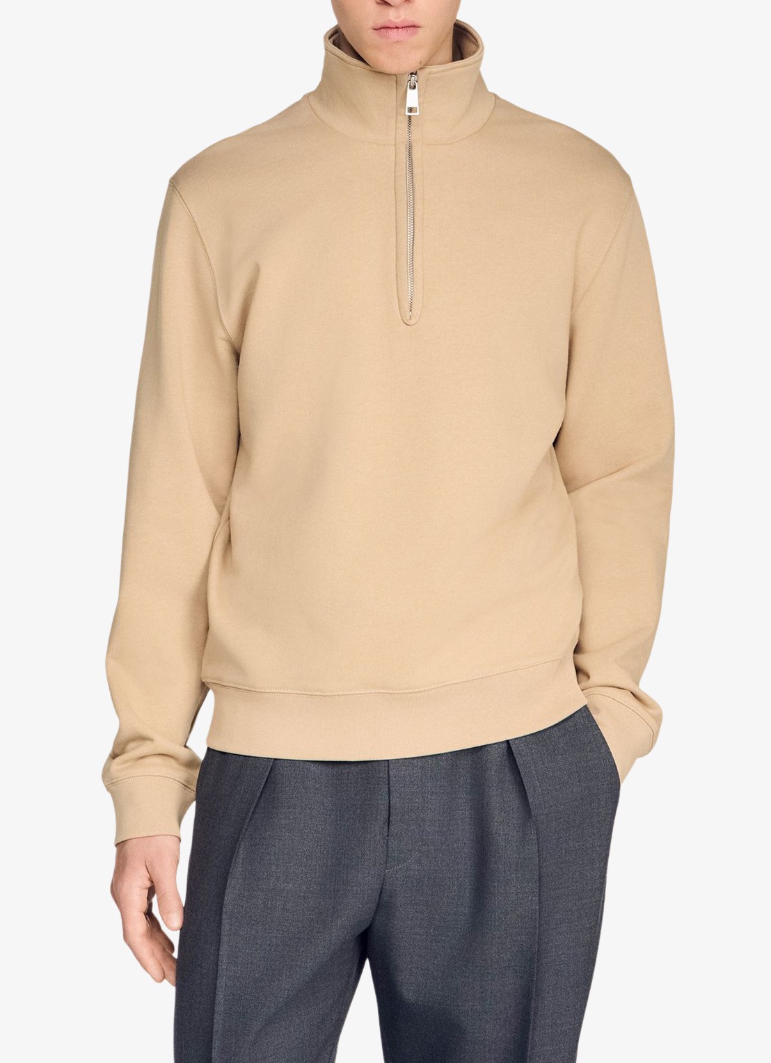 Sandro Sweater met halve rits - detail 3 beige