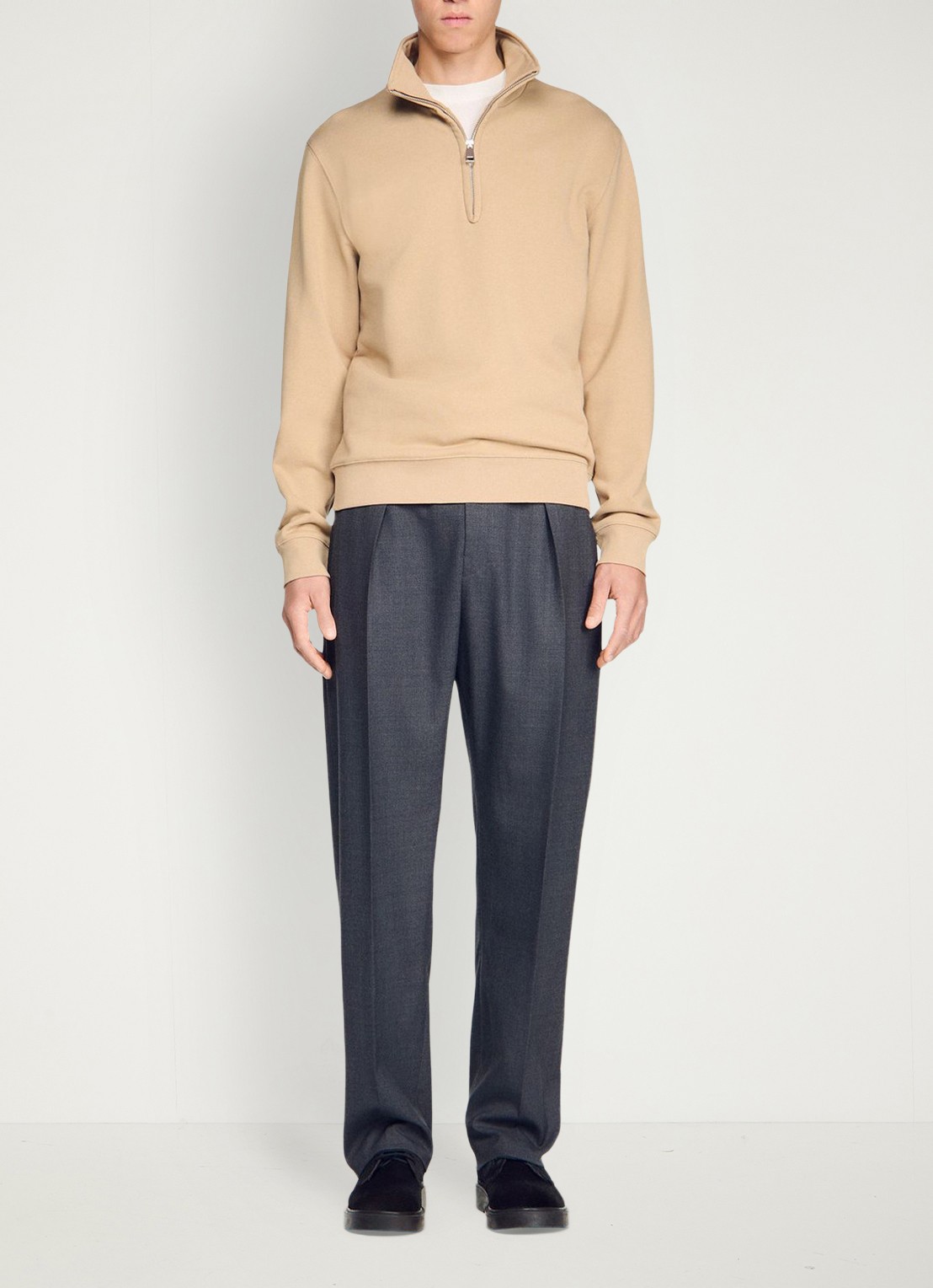 Sandro Sweater met halve rits - detail 4 beige