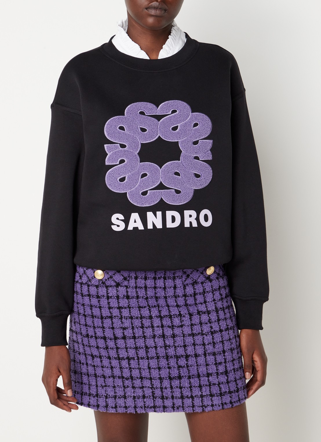Sandro Sweater met logoborduring - detail zwart