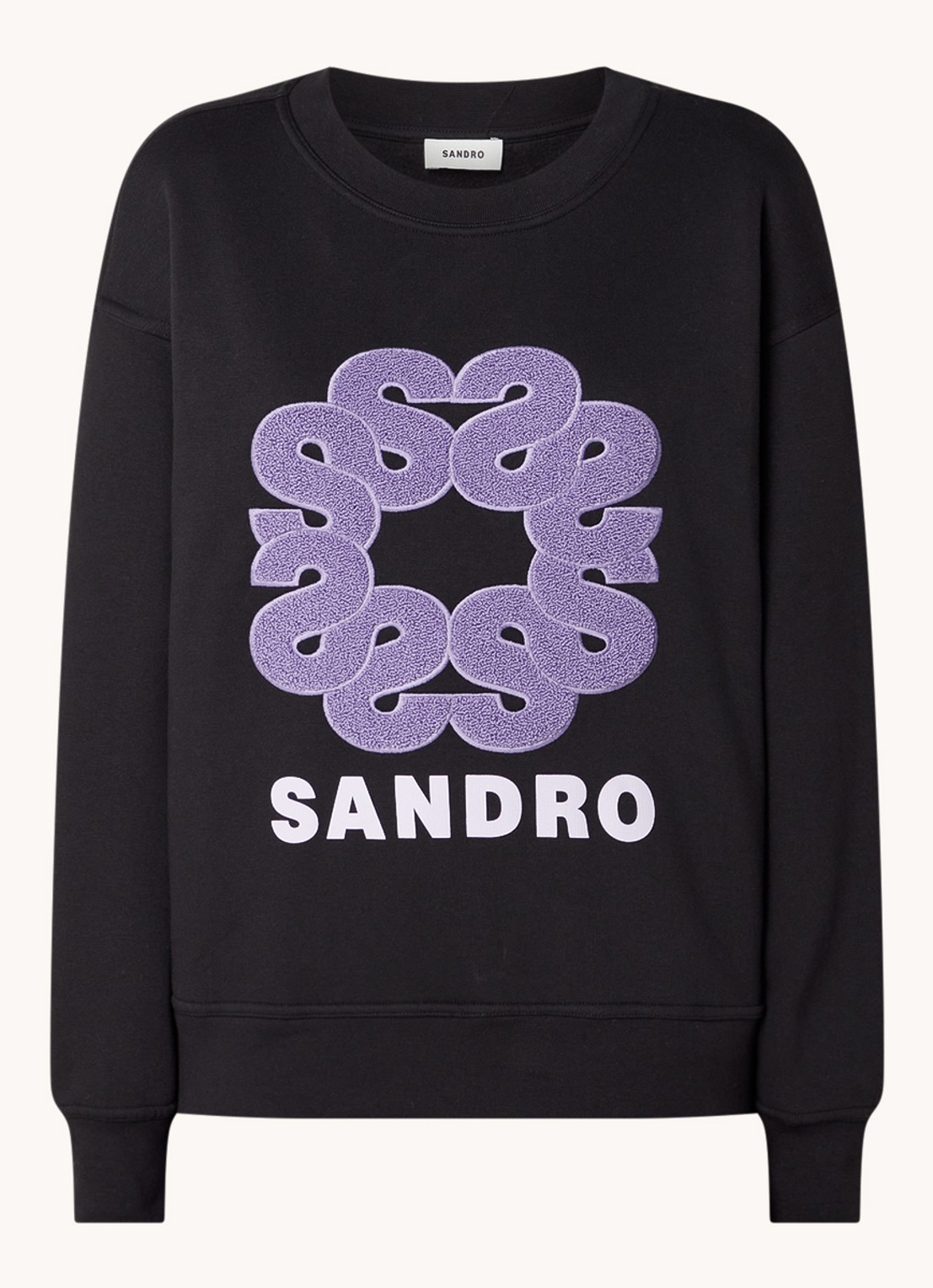 Sandro Sweater met logoborduring - voorkant 3 zwart