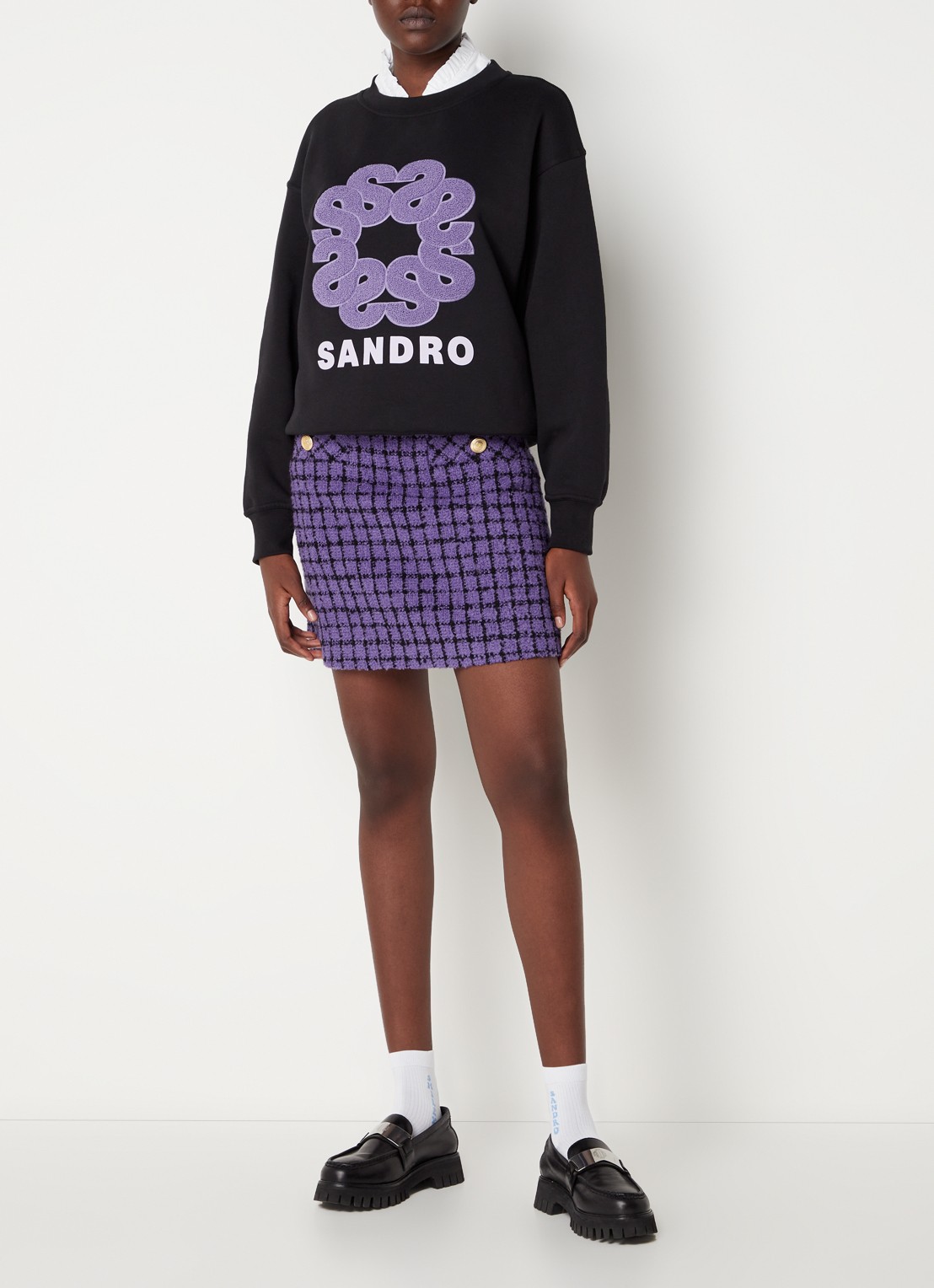 Sandro Sweater met logoborduring - voorkant 4 zwart