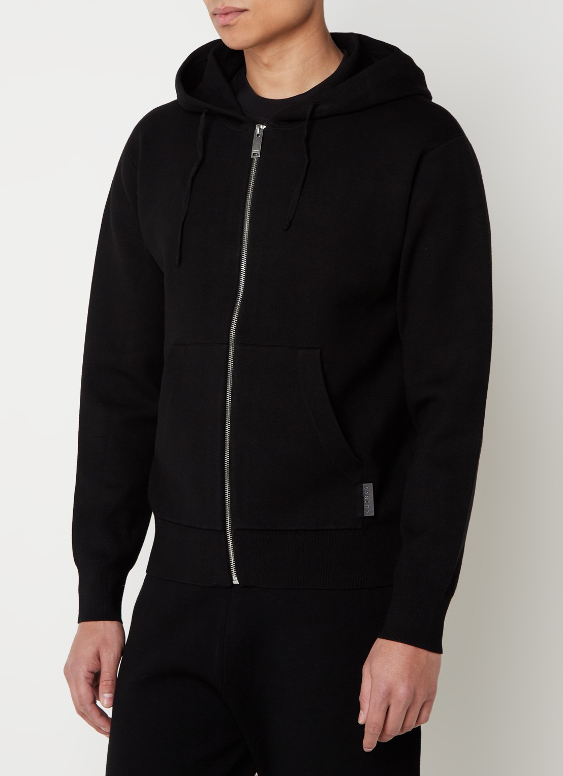 Sandro Sweatvest met steekzakken en logo - detail zwart