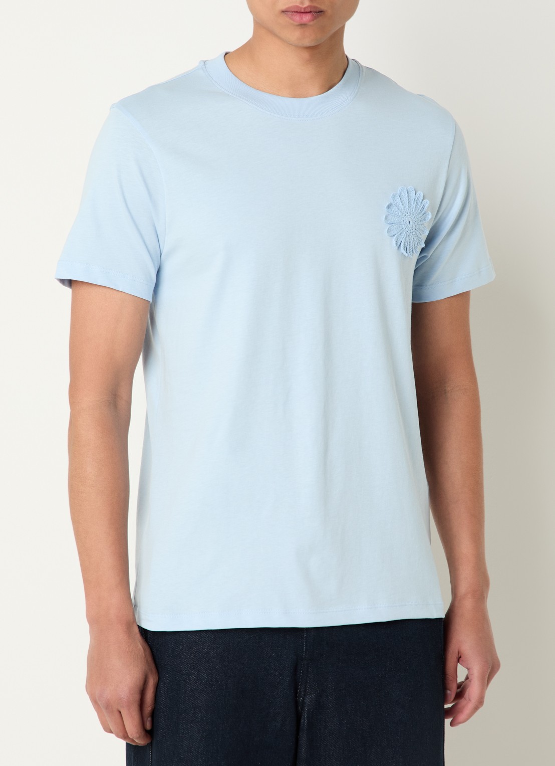 Sandro T-shirt met bloemborduring - detail 4 lichtblauw