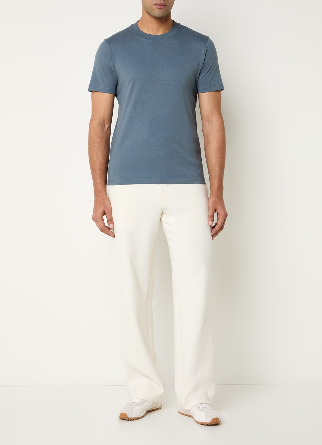 Sandro T-shirt met logo - voorkant 2 blauwgrijs