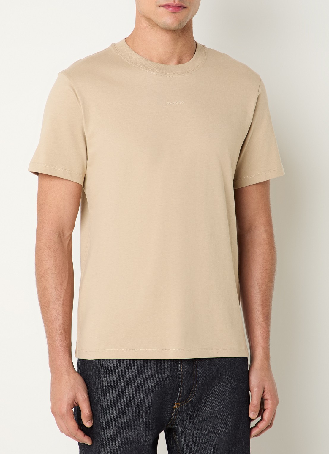 Sandro T-shirt met logo - detail beige